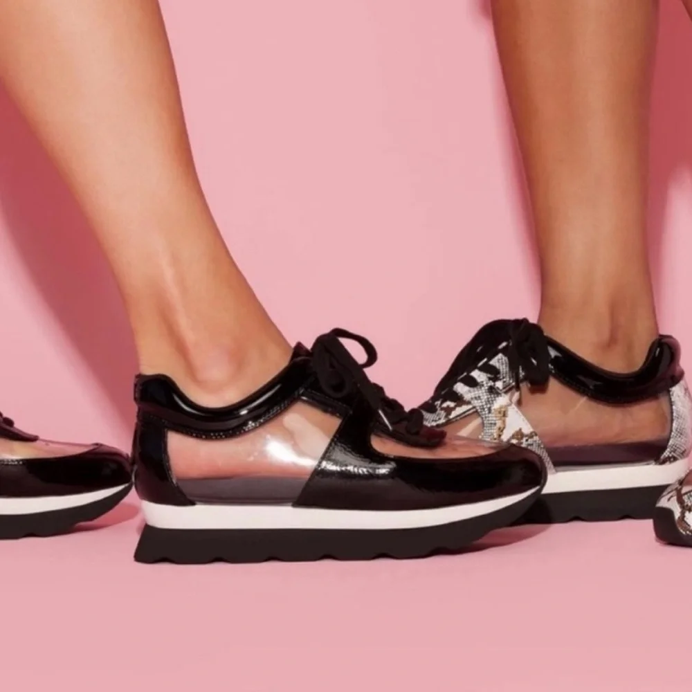 Jessica Rich Stylish Black and Transparent Women's Sneakers NEW IN BOX Size 38/8